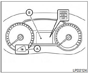 The LOOSE FUEL CAP warning message displays