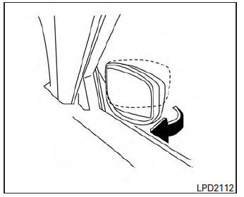 Pull the outside mirror toward the door to fold it.