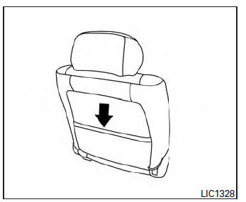 The seatback pockets are located on the back of