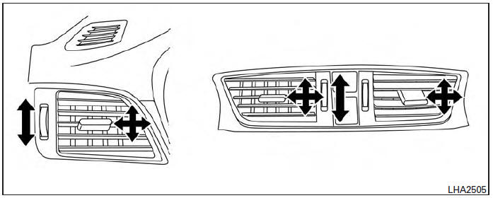 Adjust air flow direction by moving the vent