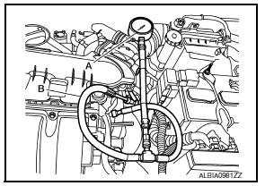 After connecting fuel hose for fuel pressure check, pull the hose